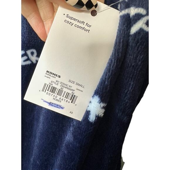Sonoma Intimates Navy Blue Zodiac Super Soft Cozy Robe Women's Small New Gift - Picture 7 of 10